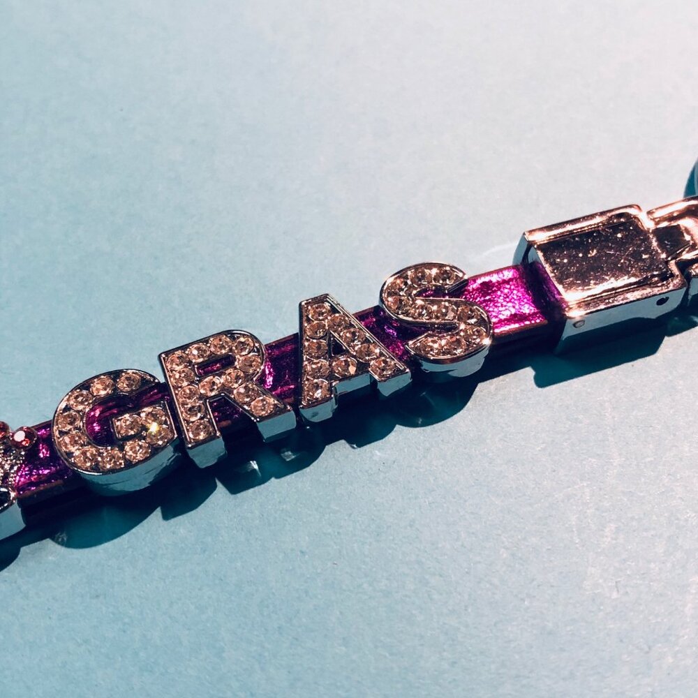 Mardi Gras Rhinestone Keychain In Silver & Purple - Picture 3 of 4